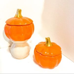 Set of 2 Orange Pumpkin Candles Pumpkin Pie Scent